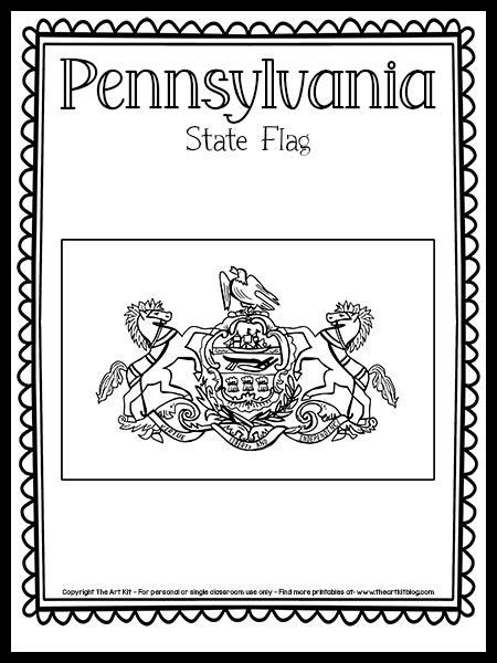pennsylvania state flag coloring page  printable   flag