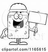 Shaker Salt Mascot Outlined Coloring Clipart Vector Cartoon Holding Sign Scared Cory Thoman sketch template