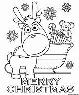 Christmas Coloring Reindeer Sleigh Merry Pages Printable Print sketch template