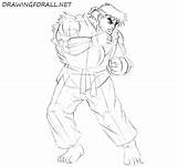 Fighter Ryu Street Draw Step sketch template