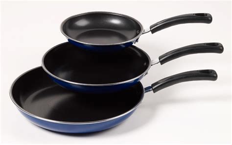 pc blue frying pan set heavy duty support  cooks  kmart