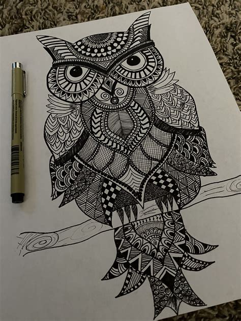 owl zentangle mandala art lesson mandala art therapy abstract