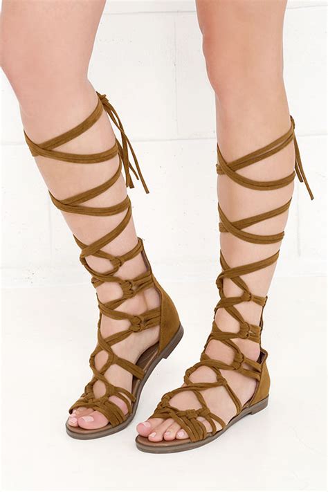 Cute Tan Sandals Lace Up Sandals Gladiator Sandals