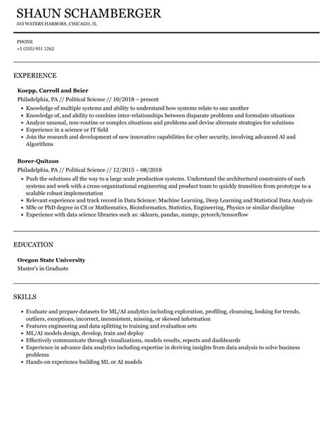 political science resume template