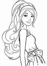 Barbie Coloring Pages Hair Long Cartoon sketch template