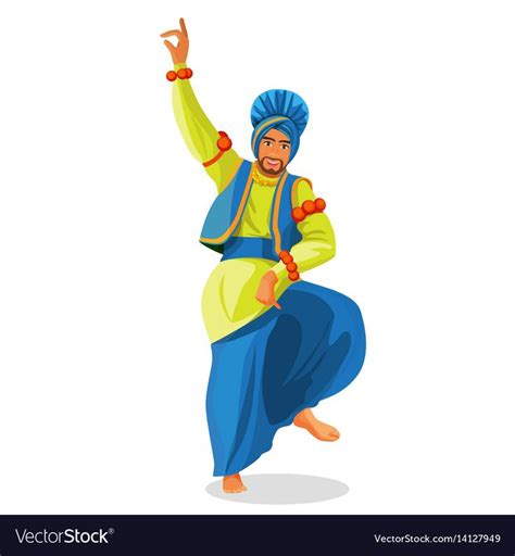 bhangra dancer in national cloth vector illustration