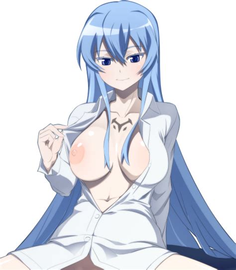 rule 34 akame ga kill areolae blue eyes blue hair blush