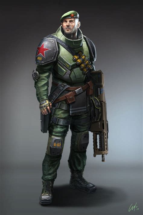 red soldier sci fi concept art sci fi red army
