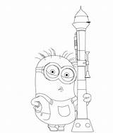 Bazooka Coloring Pages Minion Minions sketch template