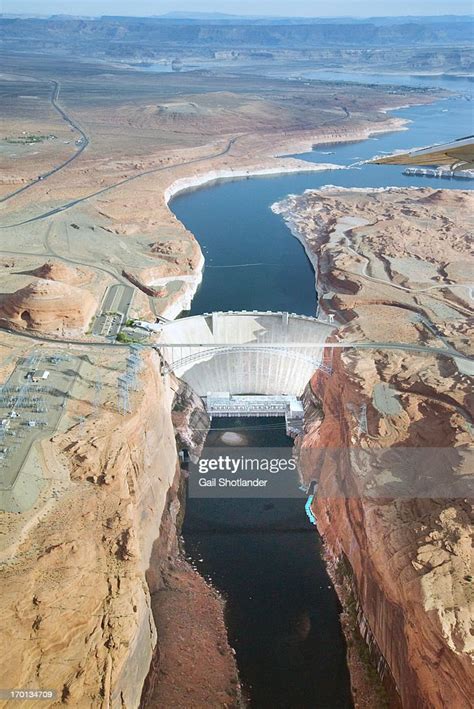 content] an aerial view of glen canyon dam page arizona usa the