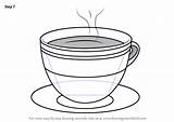Cup Drawing Saucer Draw Step Tutorials sketch template