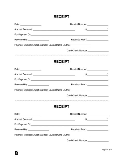 receipt book template