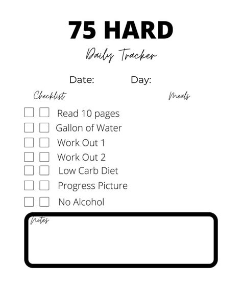 printable  hard challenge habit tracker    print