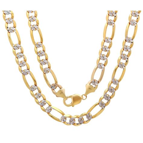 solid  tone gold  mm concave figaro chain men women necklace italy ebay