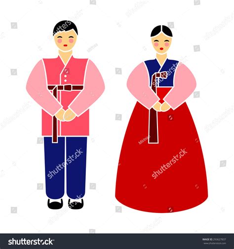 korean couple national dress hanbok man stock vector 293627837 shutterstock