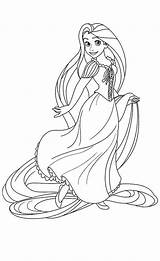 Rapunzel Coloring Princess Pages Disney Kids Tangled Lovely Print Color Girls Drawings Figure Blonde Cartoon Hair Frozen sketch template
