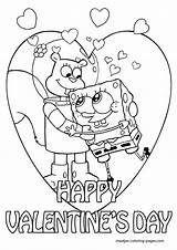 Coloring Valentines Valentine Spongebob Pages Happy Sheets Kids Printable Sandy Color Cdde Print Mickey Mouse Frozen Colouring Bob Squarepants Sponge sketch template