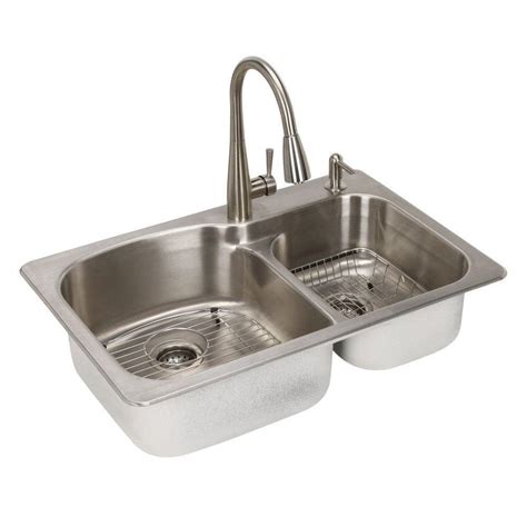 glacier bay    dual mount stainless steel    hole double basin kitchen sink