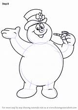 Frosty Snowman Draw Step Drawing Christmas Kids Tutorials Cartoon Drawingtutorials101 Snowmen sketch template