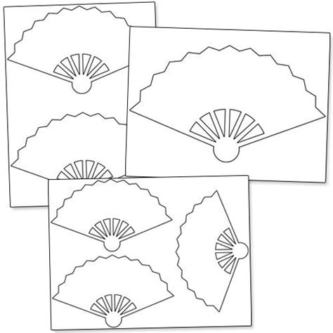 printable hand fan template templates printable  card making