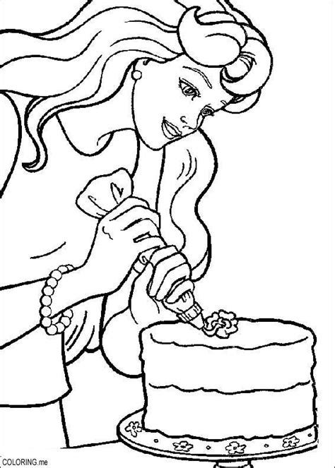 coloring page barbie cooking coloringme