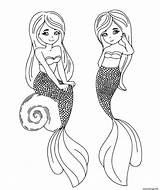 Soeurs Sirenes Deux Mermaids Douces Sirene Gratuit sketch template