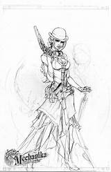 Mechanika Lady Steampunk Coloring Visit Woman Benitez Joe Concept Deviantart Omnicomic Choose Board Sketch Pbworks sketch template