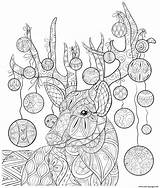 Coloriage Renne Antlers Stag Baubles Boules Imprimer Adulte sketch template