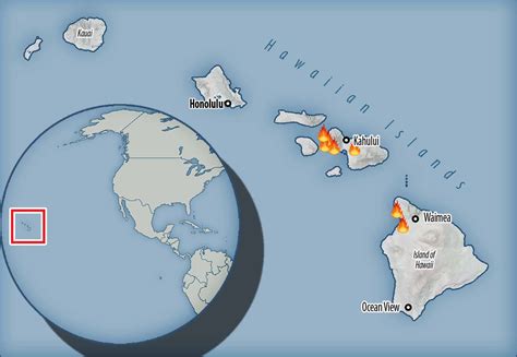hawaii fire map reveals locations  deadly wildfires  maui  news