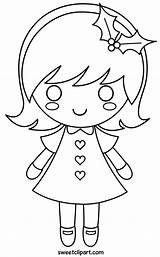 Coloring Girl Christmas Clip Sweetclipart sketch template