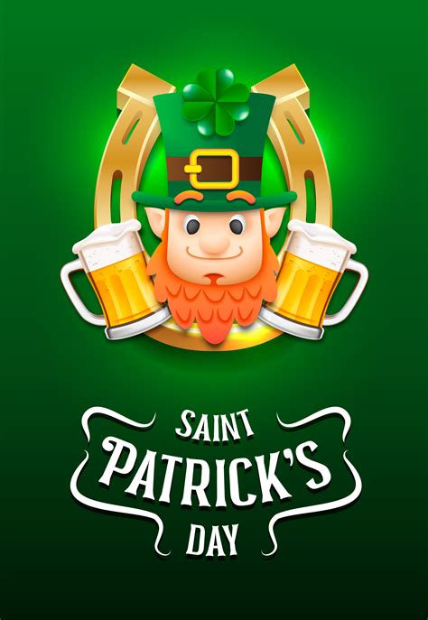 happy saint patricks day poster  leprechauns  beer