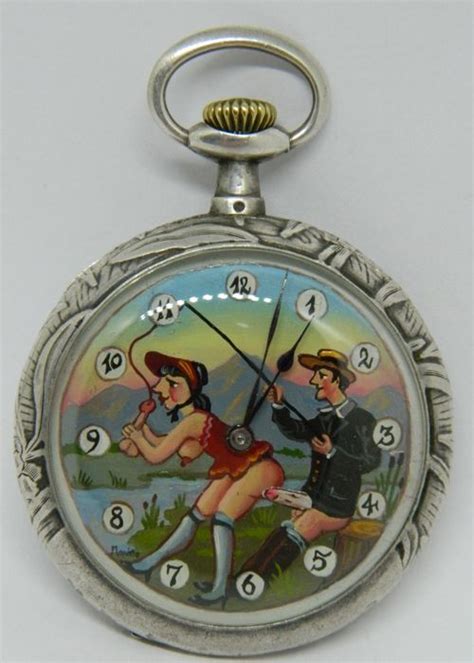 lip french art nouveau erotic pocket watch ~ sex and