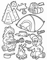 Camping Coloring Gear Pages Kids Color Print Sites sketch template