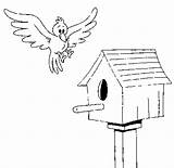 Bird Coloring House Birdhouse Gif Drawings Finished Designlooter sketch template