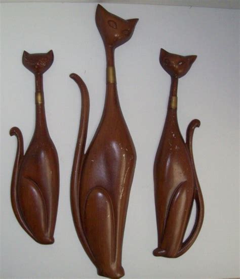 Vintage Sexton Cats Trio Mid Century Modern Wall Hangings