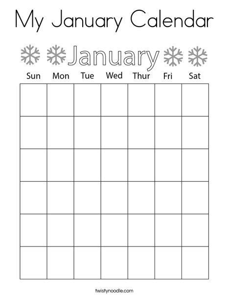 january calendar coloring page twisty noodle january calendar