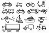 Transportation Clip Clipart Set Different Vector Transport Means Kids Worksheets Drawing Coloring Colouring Kindergarten Illustrations Google Drawings Pages Arts Travel sketch template