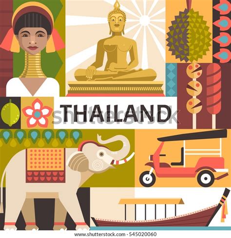 Thailand Travel Poster Concept Vector Illustration Stock
