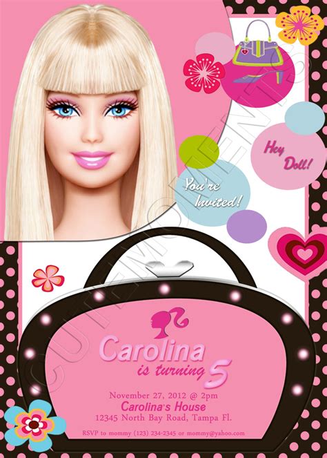 barbie personalized birthday party invitation by cutemoments