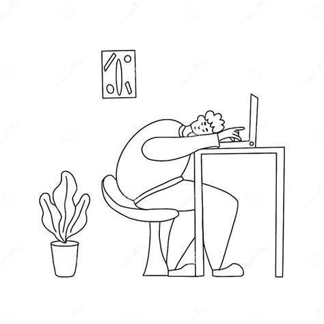 Tired Person Sitting And Sleeping Vector Design Stock Vector