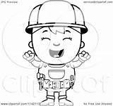 Excited Cartoon Handy Boy Clipart Outlined Coloring Vector Cory Thoman Royalty sketch template
