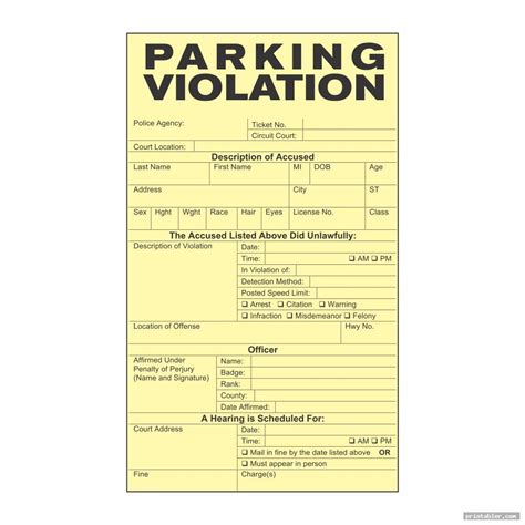 parking ticket template  hq printable documents images