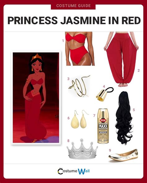Dress Like Princess Jasmine In Red Costume Halloween And