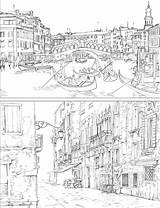 Coloring Adult Book Pages Venice Issuu Perspective Books Architecture Drawing Adults Stress Colouring Painting sketch template