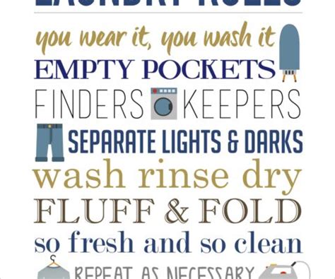 laundry rules printable  easy  print ready craft room desk