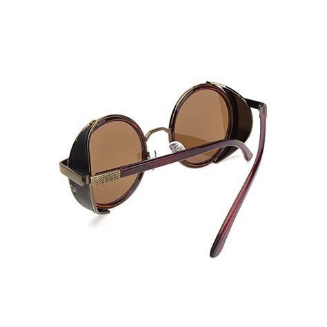 sunclassy metal frame side shield oval 52mm hipster round sunglasses