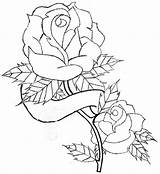 Rose Banner Drawing Drawings Line Roses Tattoo Heart Coloring Pages Hearts Deviantart Cliparts Ribbon Tattoos Clipart Banners Patterns Board Stencil sketch template
