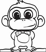 Monkey Coloring Pages Cute Baby Monkeys Animals Simple Animal Drawing Drawings Printable Color Sheets Cartoon Printables Kleurplaten Kids Colouring Print sketch template