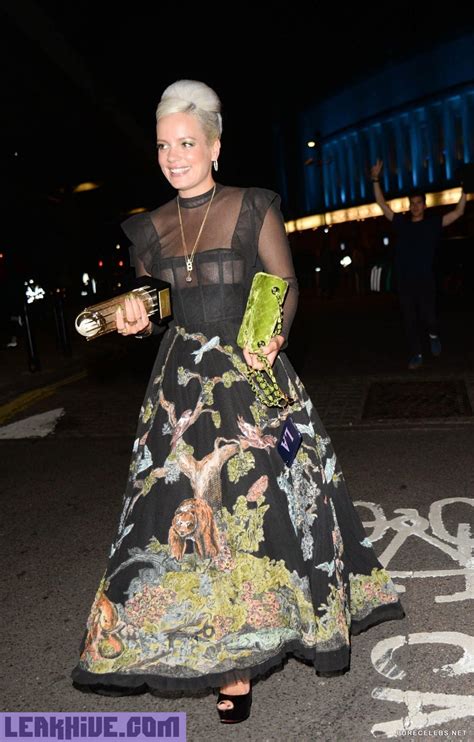 leaked lily allen flashes her boobs in see through