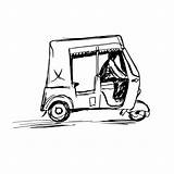 Rickshaw Taxi Dibujado Indio Mano sketch template